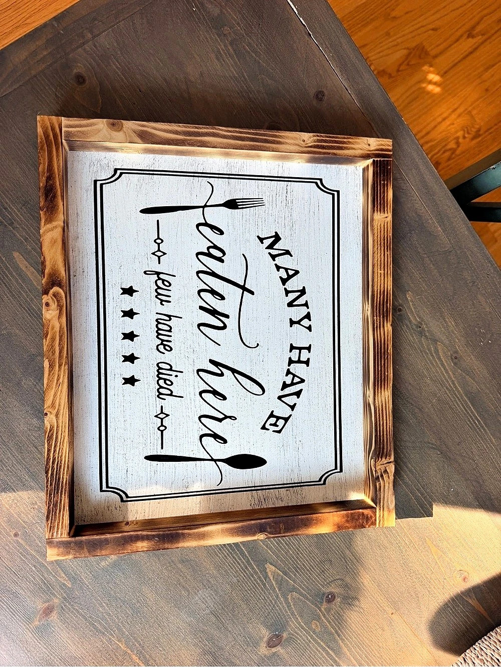 Rustic Kitchen Rules Framed Wall Sign Brown & White